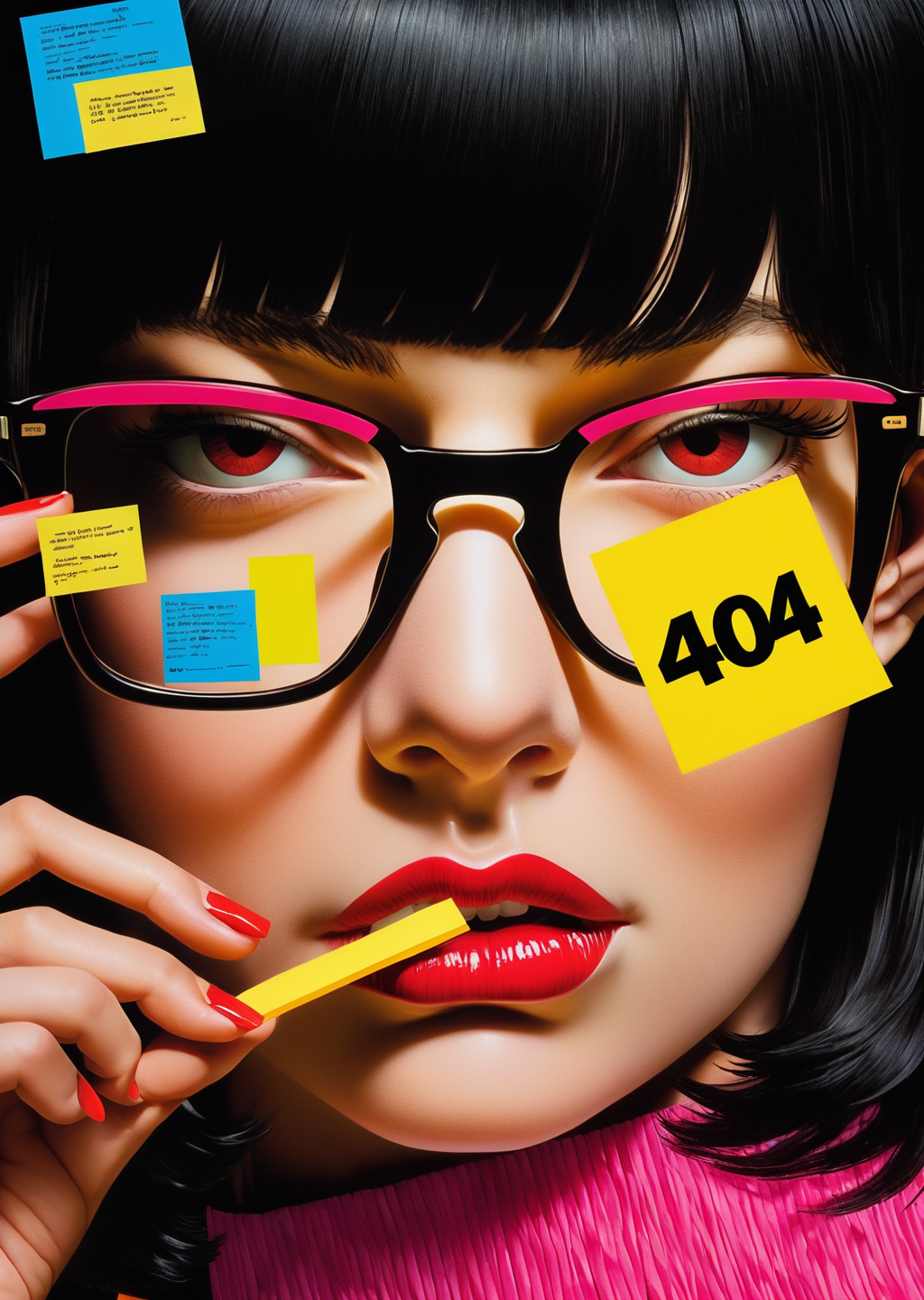 01262-1401963463-poster of 1girl, bangs, glasses, _ 3M post it  (with word _404_ written  _ 2 )_ _by Carl Kleiner   Barbara Kruger_text-based_  A.png